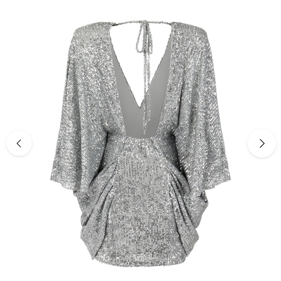 “Center of Attention” by Ellae Lisque Silver Sequin Wrap Dress only worn 1x - Picture 6 of 6